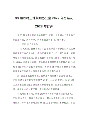 XX镇农村土地规划办公室2022年总结及2023年打算.docx