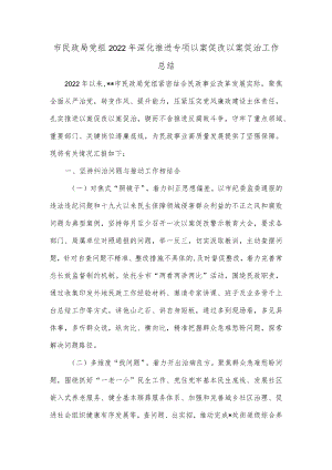 市民政局党组2022年深化推进专项以案促改以案促治工作总结.docx