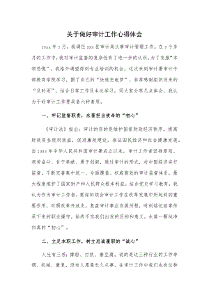 关于做好审计工作心得体会.docx