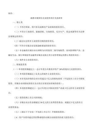 成都市属国有企业投资项目负面清单.docx