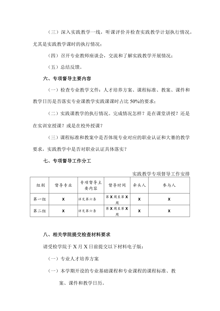 XX职业技术学院实践教学专项督导工作方案.docx_第2页