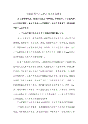 销售助理个人工作总结3篇供借鉴.docx