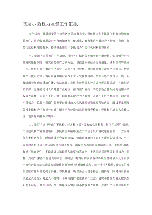 基层小微权力监督工作汇报.docx