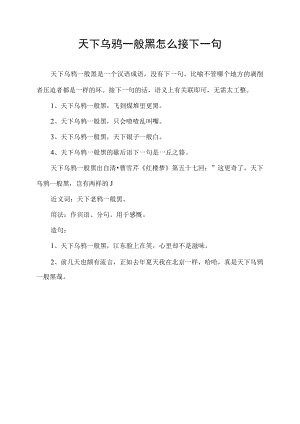 天下乌鸦一般黑怎么接下一句.docx