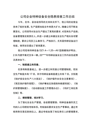 公司企业特种设备安全隐患排查工作总结.docx