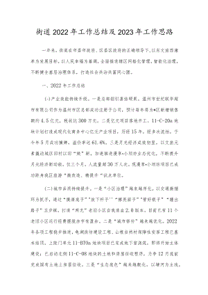 街道2022年工作总结及2023年工作计划.docx