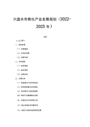 六盘水市焦化产业发展规划（2022－2025年）.docx