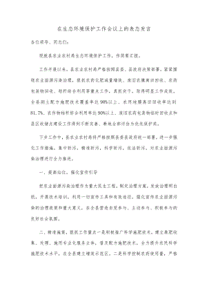 在生态环境保护工作会议上的表态发言.docx