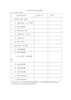 培训项目成本预测表.docx