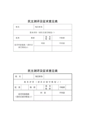 民主测评及征求意见表.docx