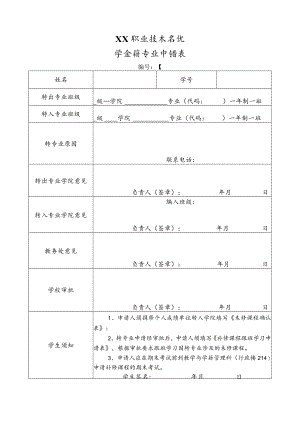 XX职业技术学院学生转专业申请表.docx