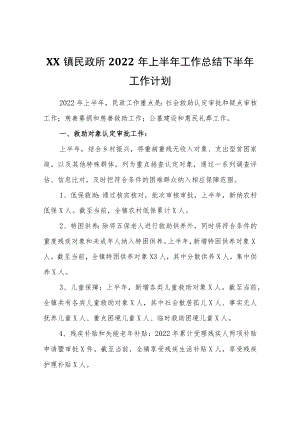 XX镇民政所2022年上半年工作总结下半年工作计划.docx