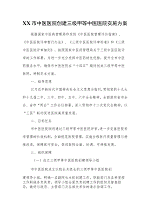 XX市中医医院创建三级甲等中医医院实施方案.docx