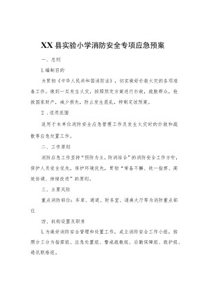 XX县实验小学消防安全专项应急预案.docx