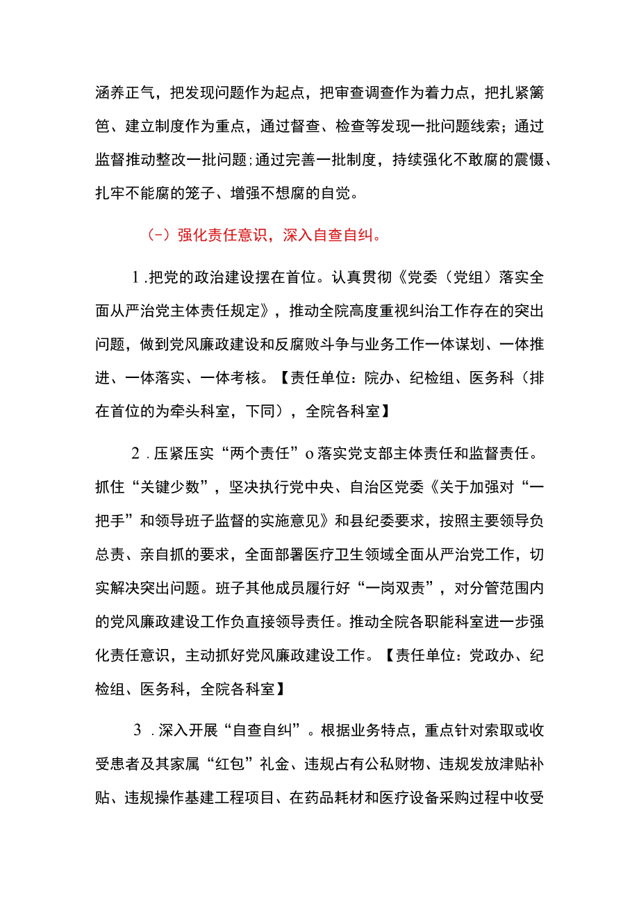 2022卫生院医院深入开展纠治医疗卫生领域腐败和作风问题工作方案.docx_第2页