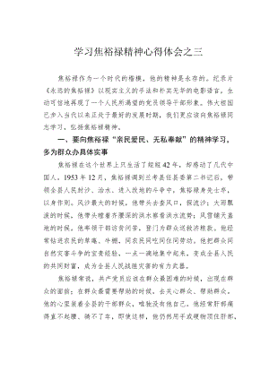 学习焦裕禄精神心得体会之三.docx