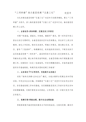 “三项举措”助力基层党建“五基三化” 攻坚年.docx