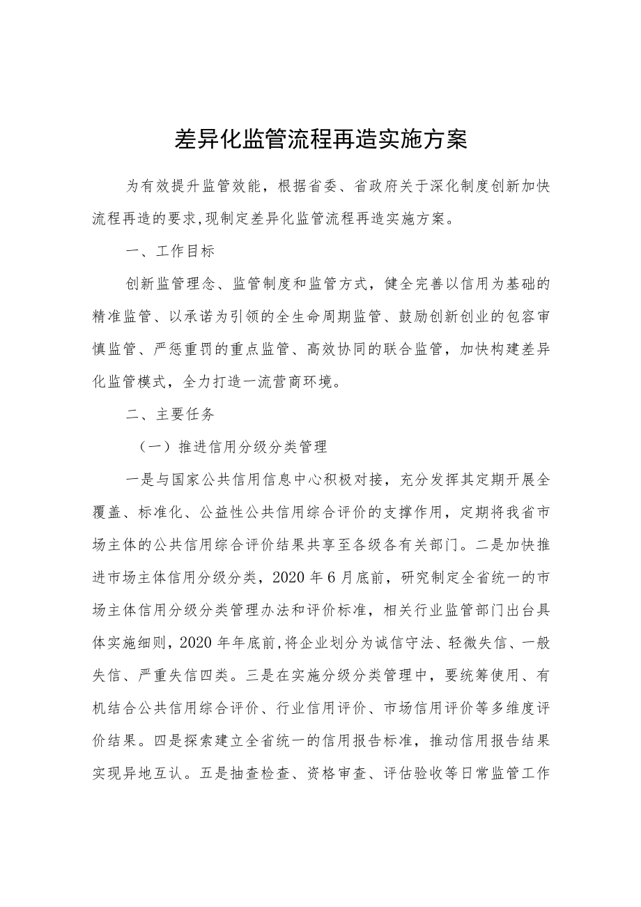 差异化监管流程再造实施方案.docx_第1页