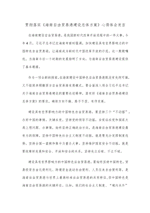 贯彻落实《海南自由贸易港建设总体方案》心得体会发言.docx