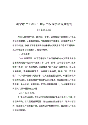 济宁市“十四五”知识产权保护和运用规划（征求意见稿）.docx