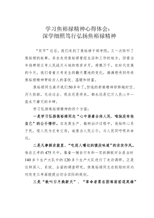 学习焦裕禄精神心得体会.docx