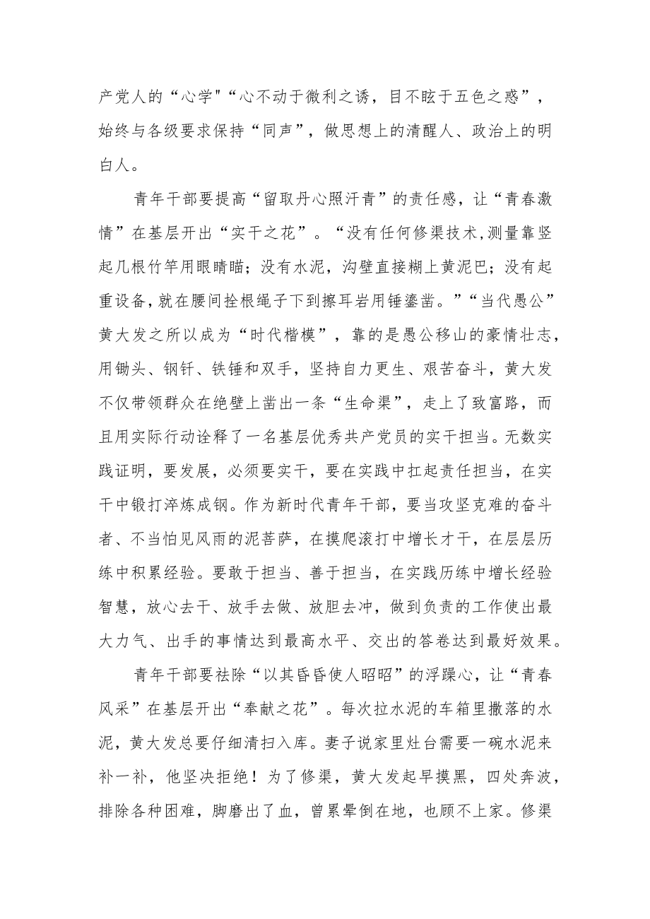 青年干部观看《高山清渠》心得体会研讨发言材料（十）.docx_第2页