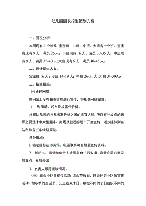 幼儿园园长招生策划方案.docx