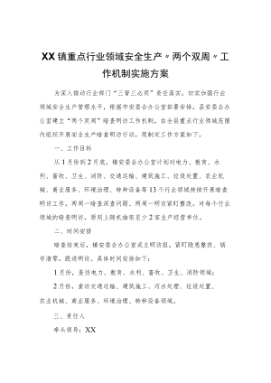 XX镇重点行业领域安全生产“两个双周”工作机制实施方案.docx