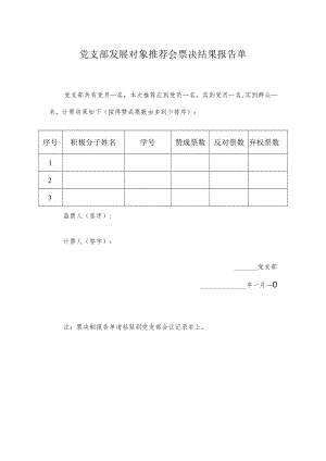 2022党支部发展对象推荐会票决结果报告单（标准版）.docx