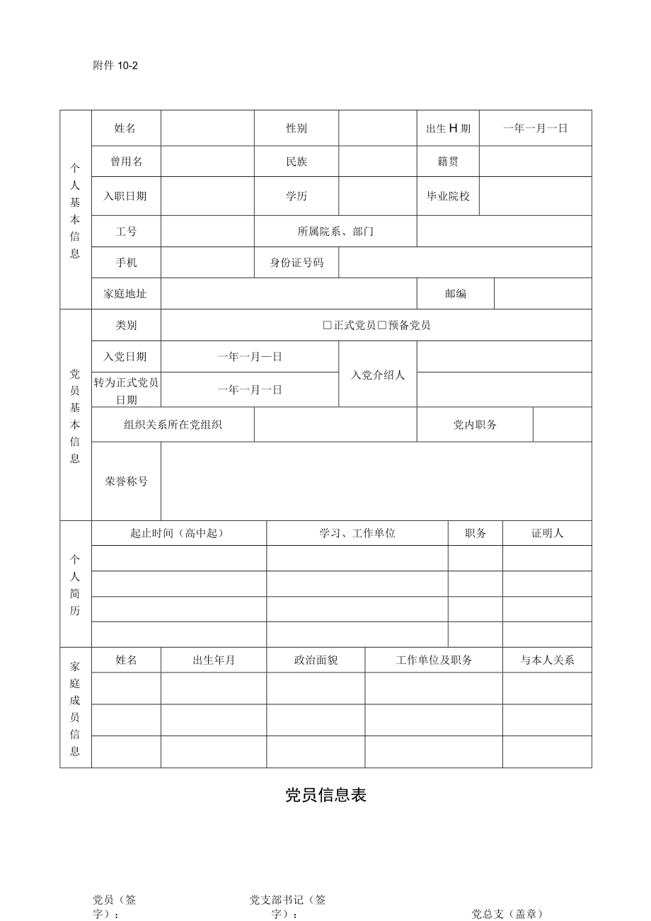 2022党员信息表（模板）.docx_第1页