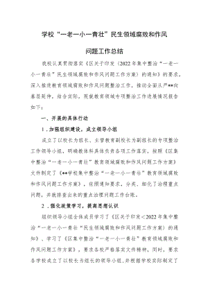 学校“一老一小一青壮”民生领域腐败和作风问题专项整治工作总结.docx