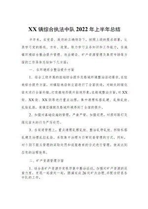 XX镇综合执法中队2022年上半年总结.docx