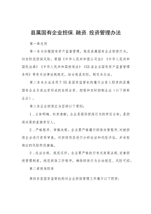 县属国有企业担保、融资、投资管理办法.docx