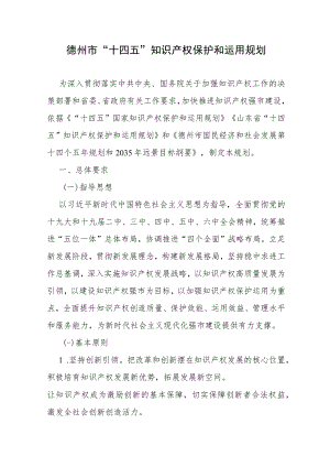 德州市“十四五”知识产权保护和运用规划.docx