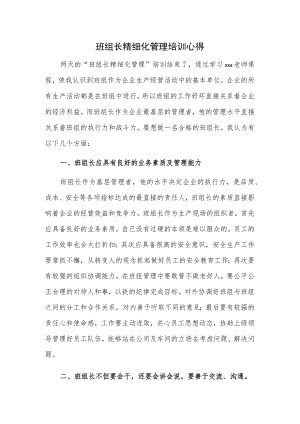 班组长精细化管理培训心得.docx