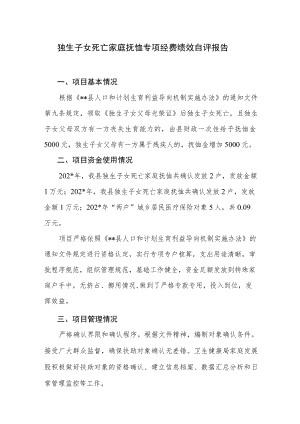 独生子女死亡家庭抚恤专项经费绩效自评报告.docx