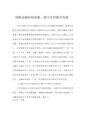 深耕金融科技创新助力乡村振兴发展.docx