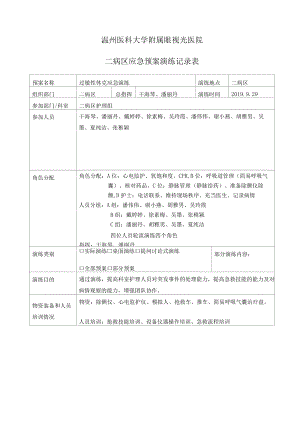 温州医科大学附属眼视光医院二病区应急预案演练记录表.docx