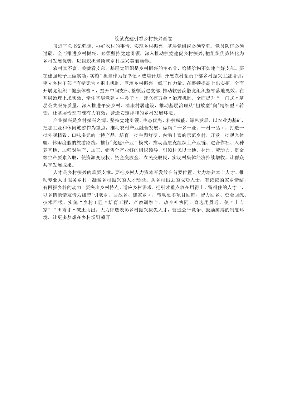 绘就党建引领乡村振兴画卷.docx_第1页