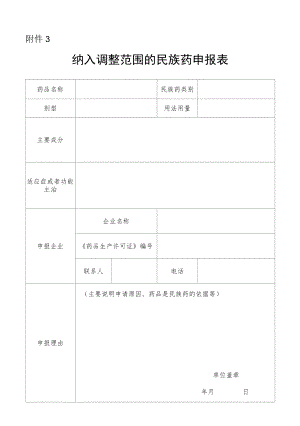 纳入调整范围的民族药申报表.docx