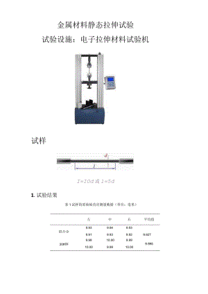 金属材料静态拉伸实验数据处理结果.docx