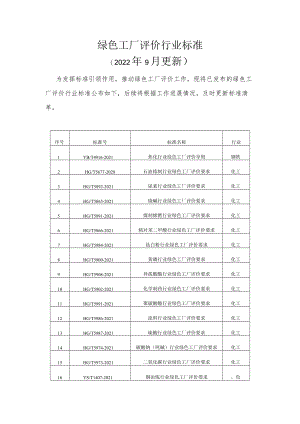 绿色工厂评价行业标准.docx