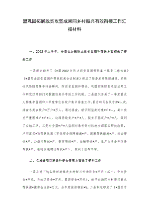 盟巩固拓展脱贫攻坚成果同乡村振兴有效衔接工作汇报材料.docx