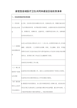 紧密型县域医疗卫生共同体建设区级权责清单.docx