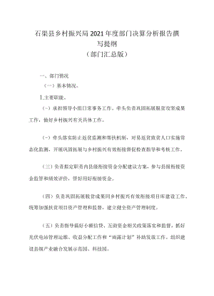 石渠县乡村振兴局2021年度部门决算分析报告撰写提纲部门汇总版.docx