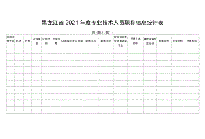 黑龙江省2021年度专业技术人员职称信息统计表.docx