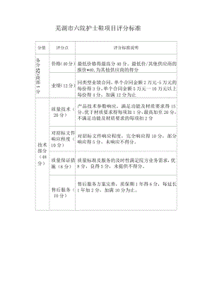 评分标准说明芜湖市六院护士鞋项目评分标准.docx
