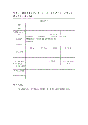 （电子烟相关生产企业）许可证申请人投资主体信息表.docx