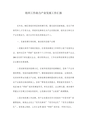组织工作助力产业发展工作汇报.docx
