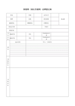荆楚网（湖北日报网）应聘登记表.docx